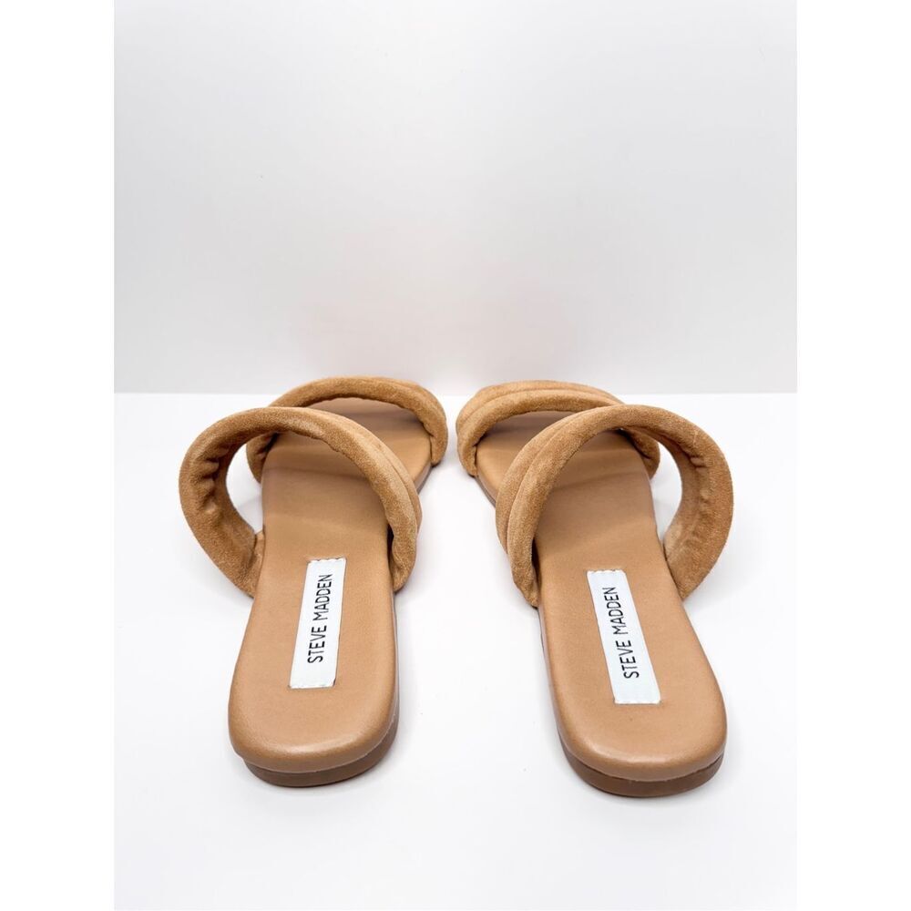 Steve Madden Sandals Womens Size 7 Tan Leather Double‎ Strap Open Toe - Picture 5 of 6